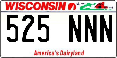 WI license plate 525NNN