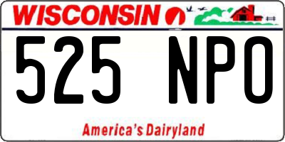WI license plate 525NPO