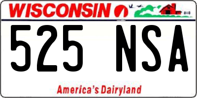 WI license plate 525NSA