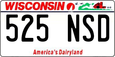 WI license plate 525NSD