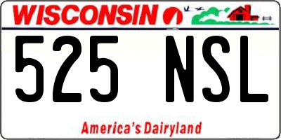 WI license plate 525NSL