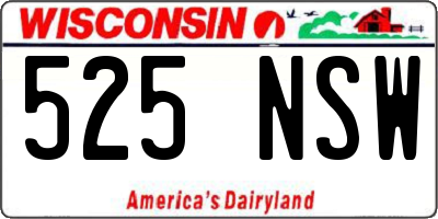 WI license plate 525NSW