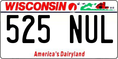 WI license plate 525NUL