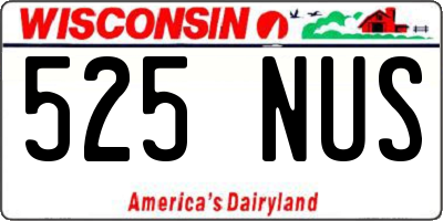 WI license plate 525NUS
