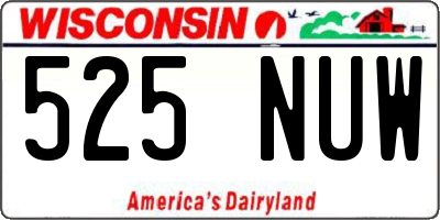 WI license plate 525NUW
