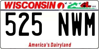 WI license plate 525NWM