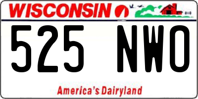 WI license plate 525NWO