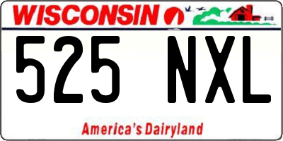 WI license plate 525NXL