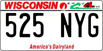 WI license plate 525NYG
