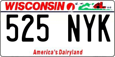 WI license plate 525NYK