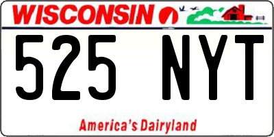 WI license plate 525NYT