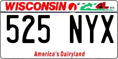 WI license plate 525NYX