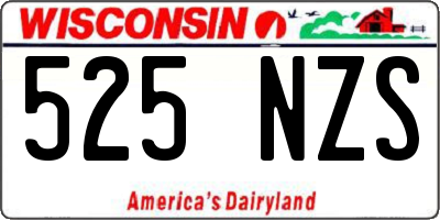 WI license plate 525NZS