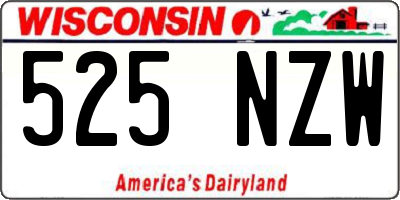 WI license plate 525NZW