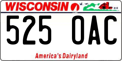 WI license plate 525OAC