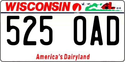 WI license plate 525OAD