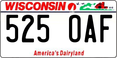 WI license plate 525OAF
