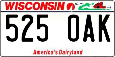 WI license plate 525OAK