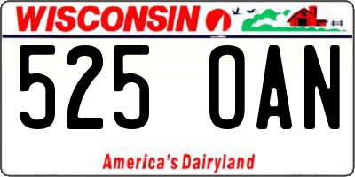 WI license plate 525OAN