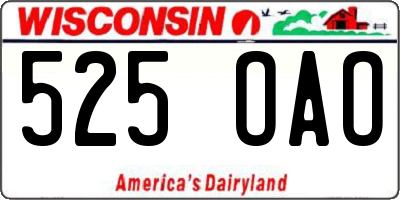 WI license plate 525OAO