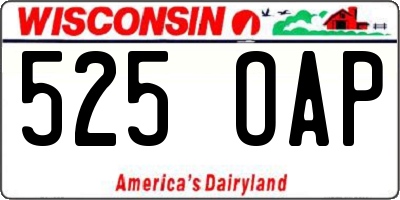 WI license plate 525OAP