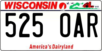 WI license plate 525OAR