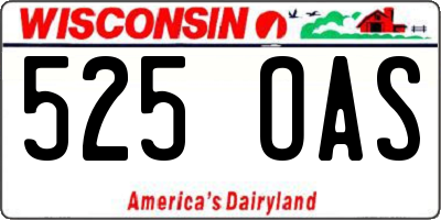 WI license plate 525OAS