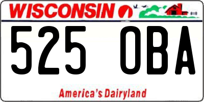 WI license plate 525OBA