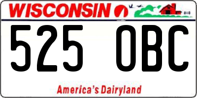 WI license plate 525OBC