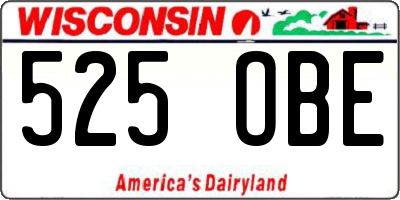 WI license plate 525OBE