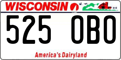 WI license plate 525OBO