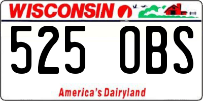 WI license plate 525OBS
