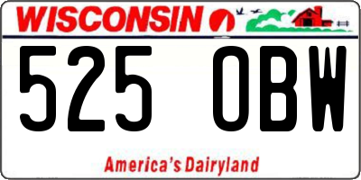 WI license plate 525OBW