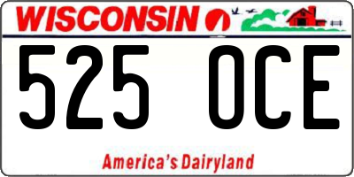 WI license plate 525OCE