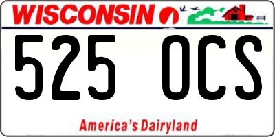 WI license plate 525OCS