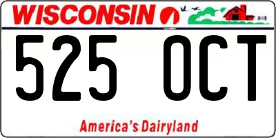 WI license plate 525OCT