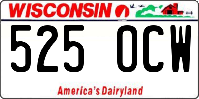 WI license plate 525OCW