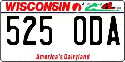 WI license plate 525ODA
