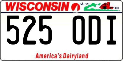 WI license plate 525ODI