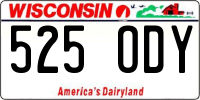 WI license plate 525ODY