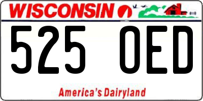 WI license plate 525OED