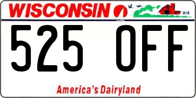 WI license plate 525OFF