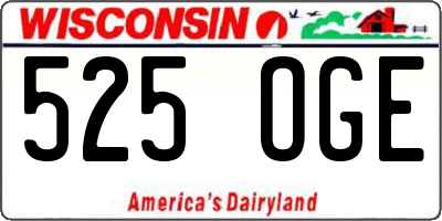 WI license plate 525OGE