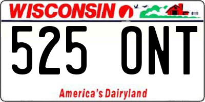 WI license plate 525ONT