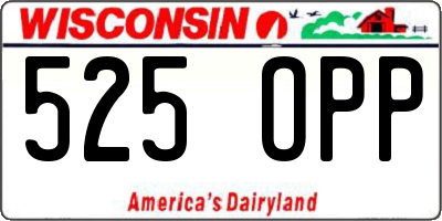 WI license plate 525OPP