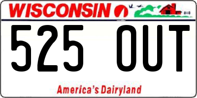 WI license plate 525OUT