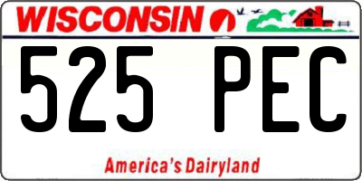 WI license plate 525PEC