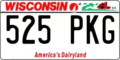WI license plate 525PKG