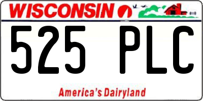 WI license plate 525PLC