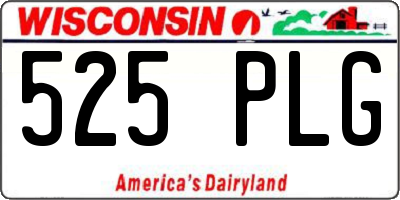 WI license plate 525PLG